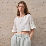 Evelyn | Women Top With Linen Boxy Cropped Fit