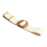 Calla | Women Belt with Woven Straw and Wood Buckle