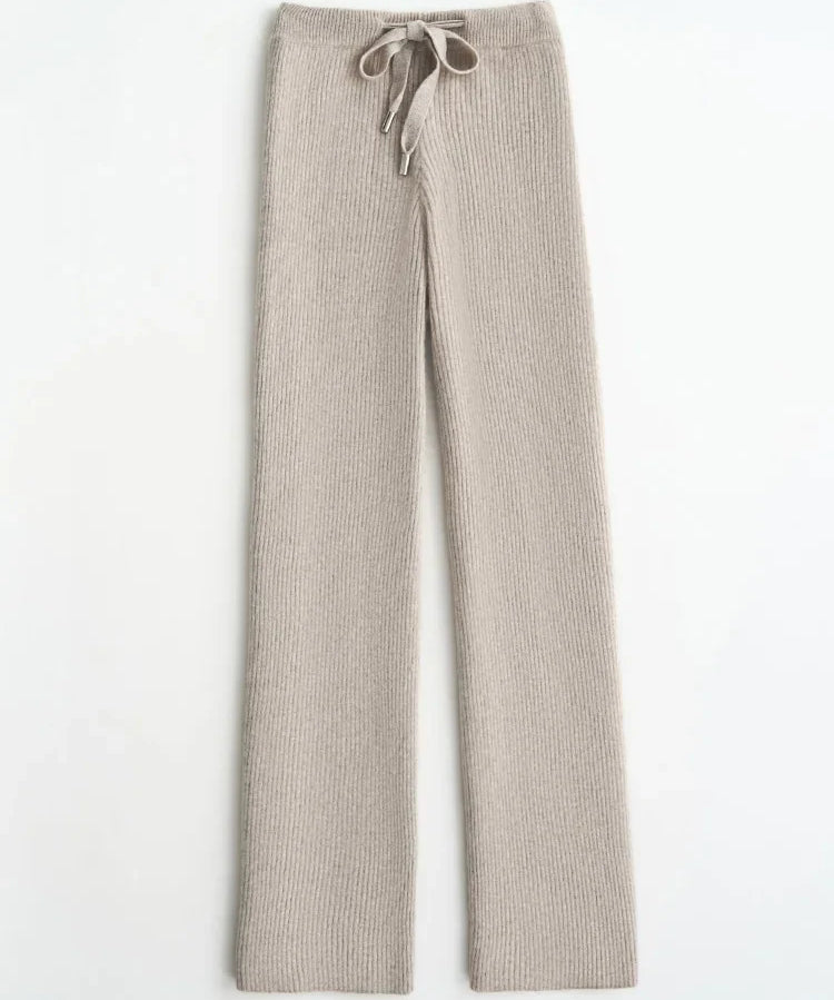 Nina | Women's Wool Knit Wide Leg Pants with High Waist