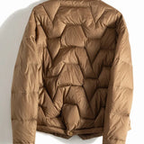 Natalie | Women's Chevron Quilted Duck Down Jacket with Snap Button Closure