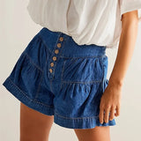 Francesca | Women's Shorts with Button Waist and Ruched Panels