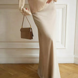 Seraphine | Women's Satin Maxi Skirt with Fishtail Hem