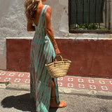 Riviera | Women's Printed Maxi Dress with Deep V-Neck and Split Hem