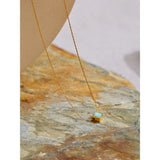 Liora | Women Necklace with Opal Pendant and Gold Steel