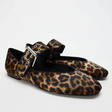 Liora | Women Flats with Buckle and Leopard Print
