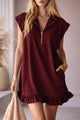 Elise | Women's T-Shirt Dress with Half Zip Collar and Ruffle Hem