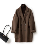 Cecilia | Women's Double-Breasted Wool Coat with Structured Straight Cut