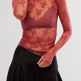 Liana | Women Top With Floral Lace High Neck