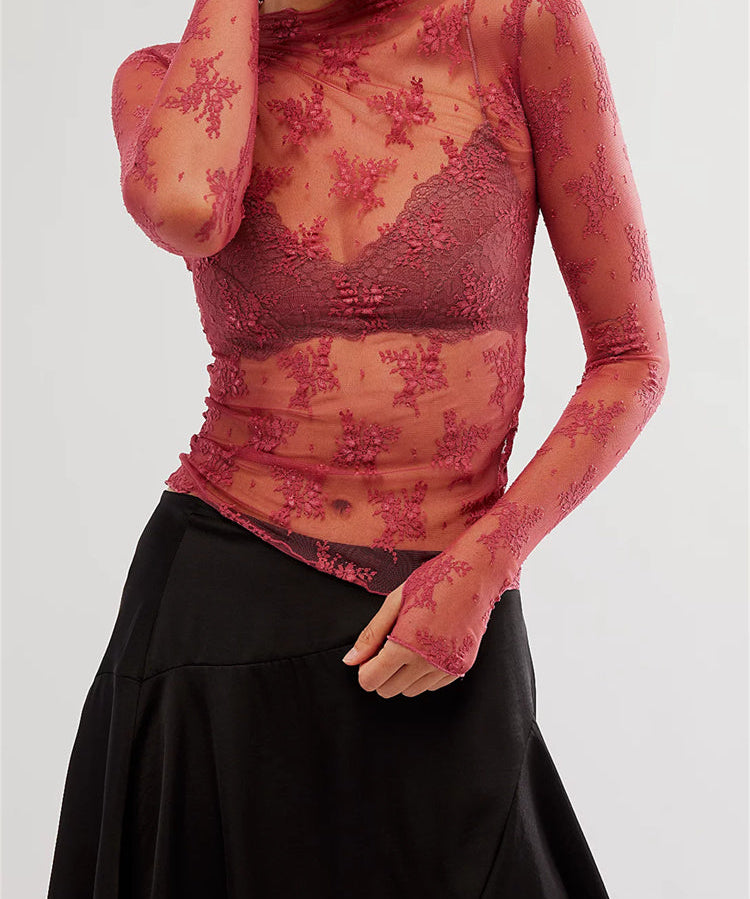 Liana | Women Top With Floral Lace High Neck