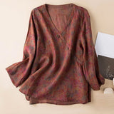 Kaien | Women Blouse with Linen and Wrap Style Relaxed Sleeve