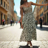 Marlowe | Women's Floral Maxi Dress with Ruched Bodice and Spaghetti Straps
