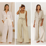 Calla | Women's Pants with Ruffled Waistband and Tie Belt