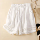 Lenora | Women's Shorts with Drawstring Waist and Lace Trim