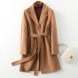 Sally | Women's 100% Wool Midi Coat with Belted Waist
