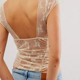 Verde | Women Top With Ruched Mesh Fabric