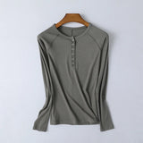 Francesca | Women Top With Ribbed Henley Design