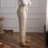 Wesley | Men's Linen Pants with High-Waist Straight-Leg