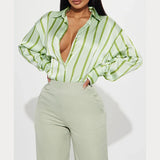 Delaney | Women Blouse With Satin Stripe Design