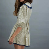 Ellen | Women's Puff Sleeve Mini Dress with Lace Collar and A-Line Silhouette