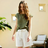 Sophie | Women Top With Linen Petal Sleeve Women Top With Linen Relaxed Fit