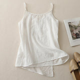 Audrey | Women's Lace Up Cotton Linen Camisole Tank Top