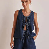 Valeria | Women's Denim Two Piece Set Shorts
