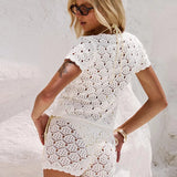 Coral | Women's Crochet Two Piece Set Shorts