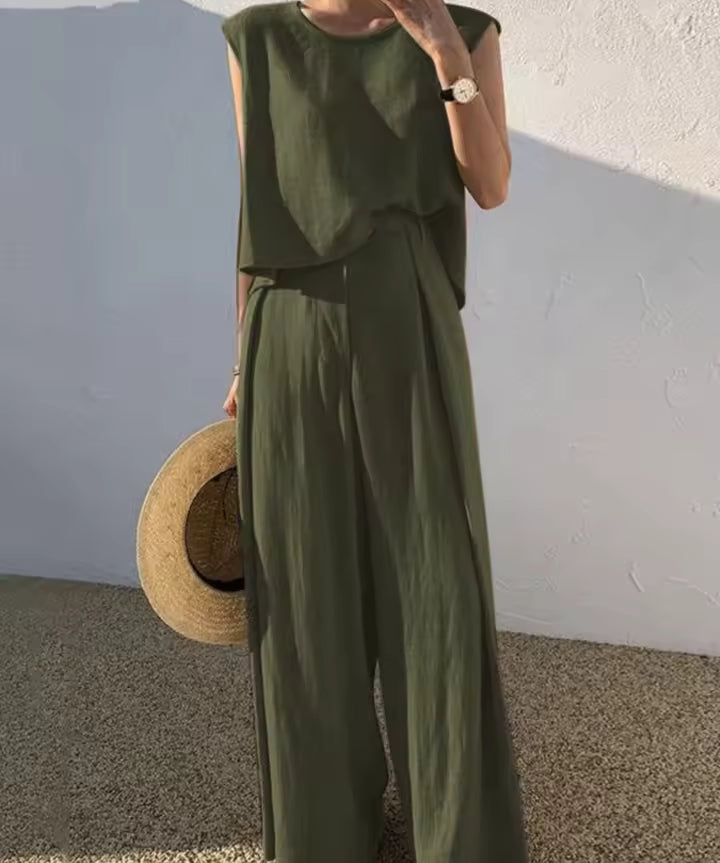 Kaia | Women's Two Piece Set Tank Wide Pants