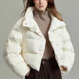 Veyra | Women's Quilted Cropped Jacket with High Neck and Bold Front Clasps