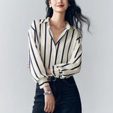 Maren | Women Blouse With Satin Stripe Design