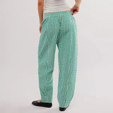 Evangeline | Women's Relaxed Check Pants with Elastic Waist