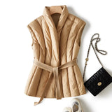 Jordan | Women's Quilted Duck Down Vest with Belted Waist