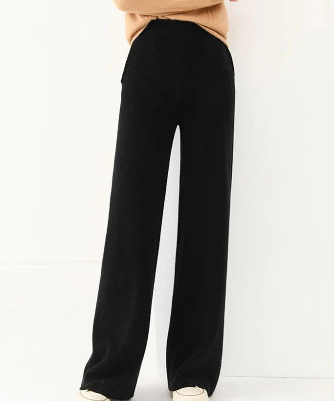 Viviana | Women's Merino Wool Wide Leg Pants with Elastic Waist