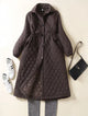 Maren | Women's Diamond Quilted Long Coat with Drawstring Waist