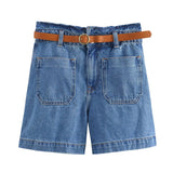 Talia | Women's Shorts with Belted Waist and Front Pockets