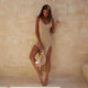 Serena | Women's Open Knit Halter Maxi Dress with Backless Design