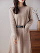 Edith | Women's Wool Cashmere Knit Dress with Half-Turtleneck and Pockets