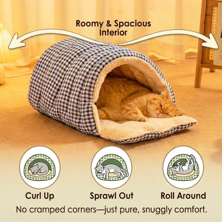 Cavina – Plush Half-Dome Cave Bed for Cats