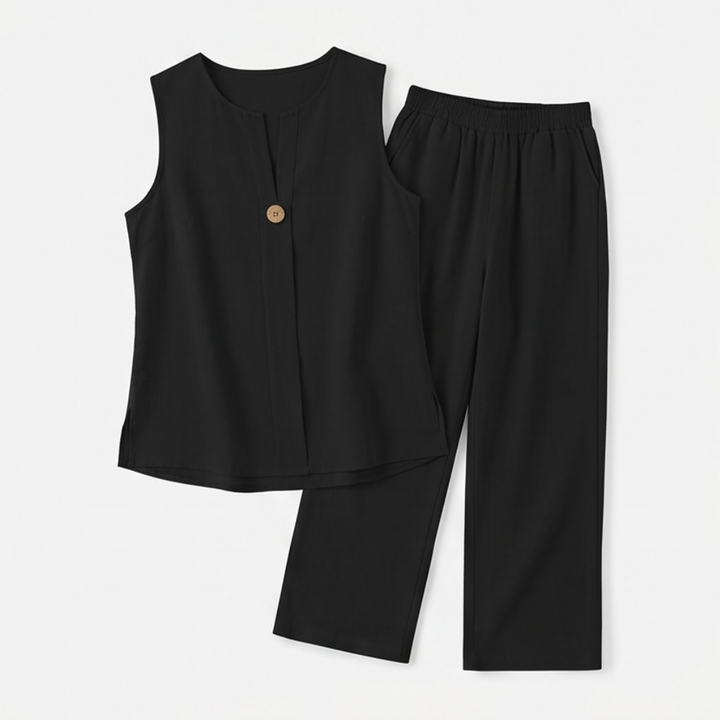 Lunavia – Women's Sleeveless Linen Co-Ord Set with Wide-Leg Pants