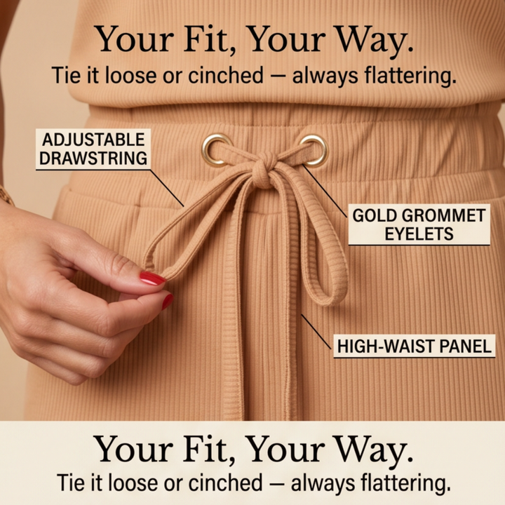 Saviya – Women's Ribbed V-Neck Top and Midi Skirt Set
