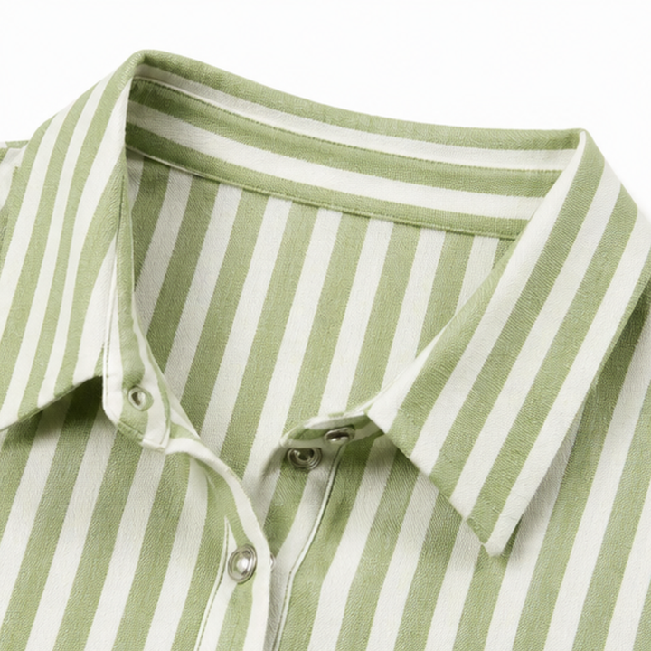 Marella – Oversized Striped V-Neck Popover Blouse