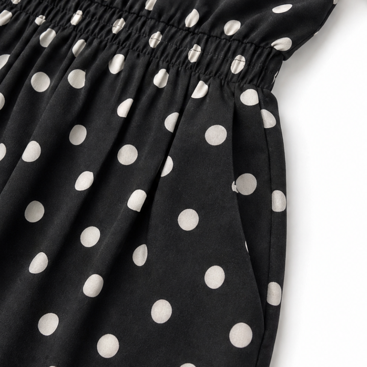 Soléa – Polka Dot Blouse and Shorts Set, Soft Drape, Summer Two Piece