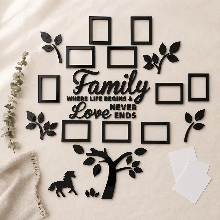 Halena – 3D Acrylic Family Tree Wall Decor with 11 Photo Frames