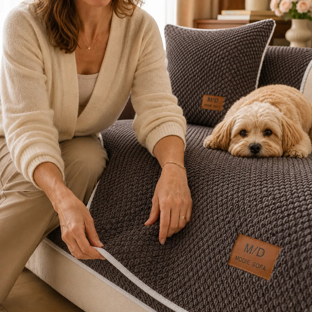 Pawtect – Non Slip Sofa Cover for Pets, Anti Slip Couch Protector, Plush Sectional Cover
