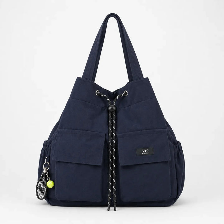 Carryall – Convertible Drawstring Canvas Tote Backpack with Cargo Pockets