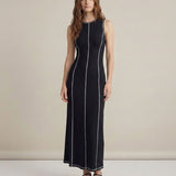 Mireya | Women's Ribbed Knit Maxi Dress with Contrast Seam Detail