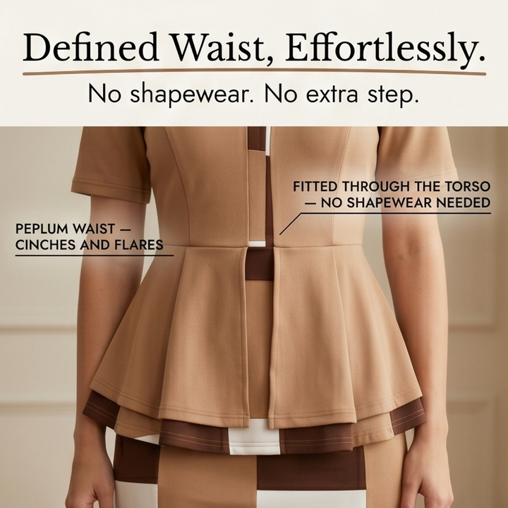 Lunavia – Women's Elegant Color-Block Peplum Set