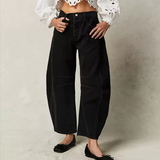 Arabella | Women's Mid Waist Wide Leg Jeans with Ankle Length