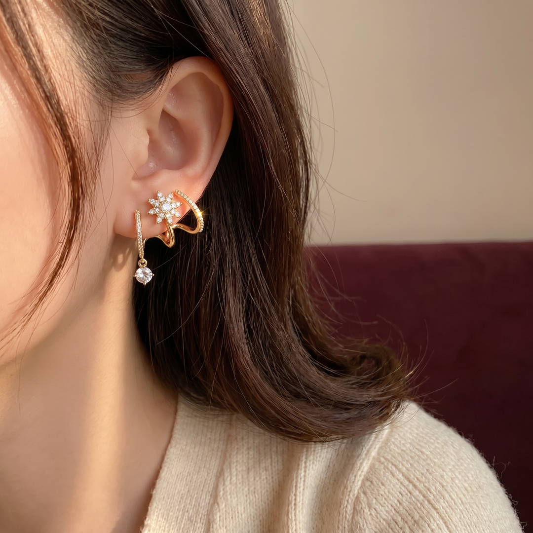 Luminelle – Gold Star Zircon Earrings