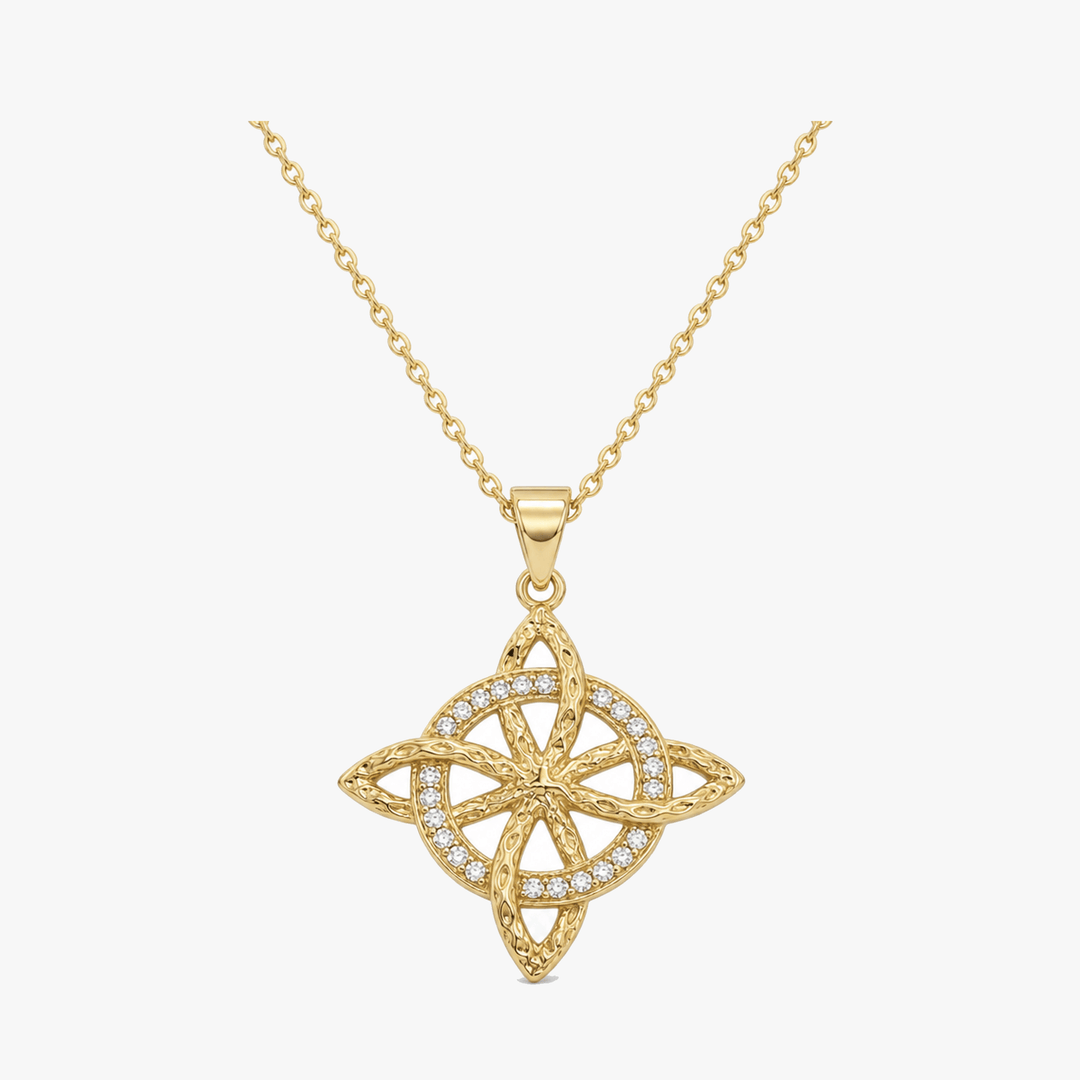 Elowen – Crystal Celtic Knot Necklace